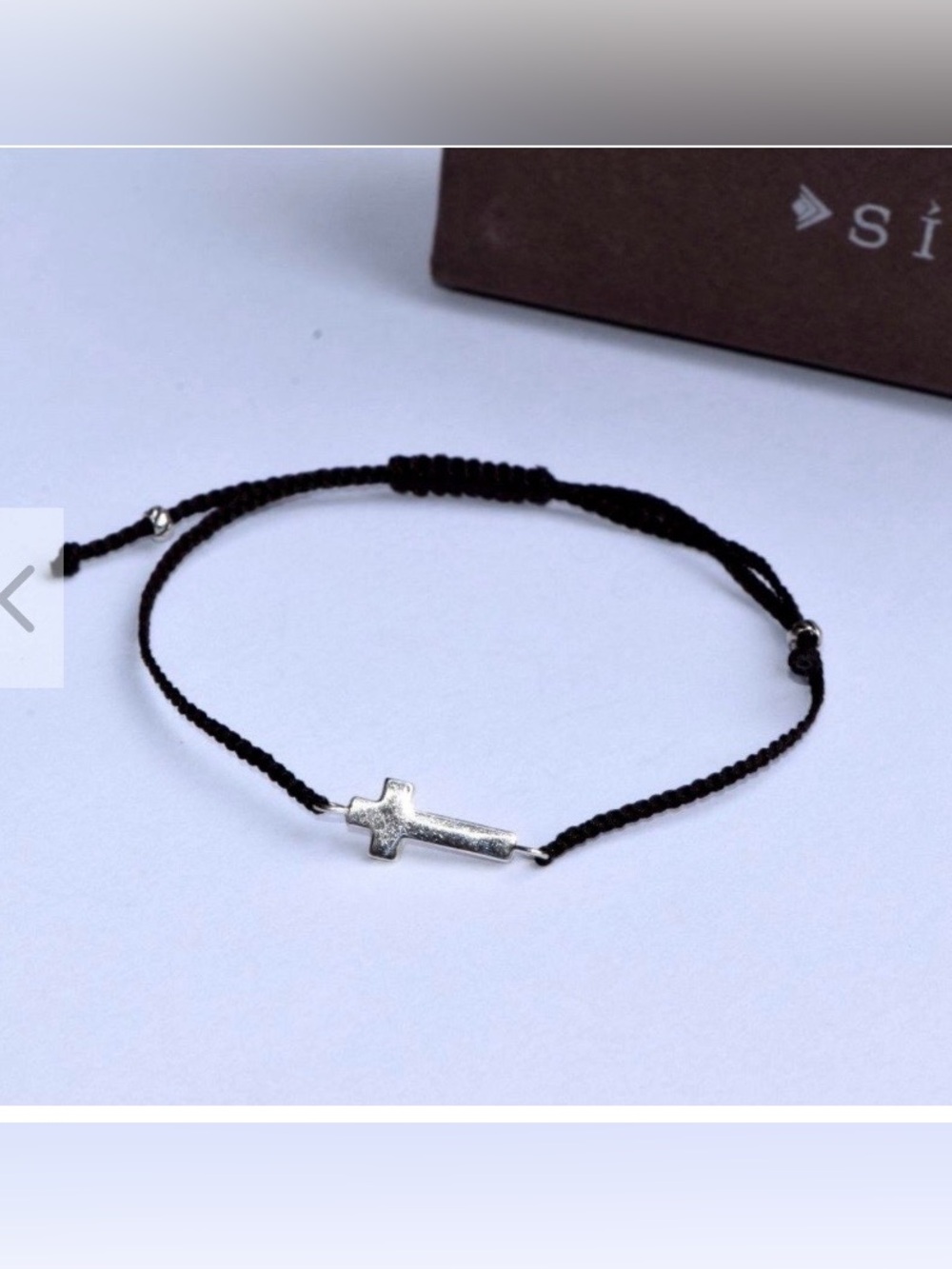 Silpada Dark Brown Adjustable Cord Bracelet w/.925 Sterling Silver Cross - Picture 2 of 5